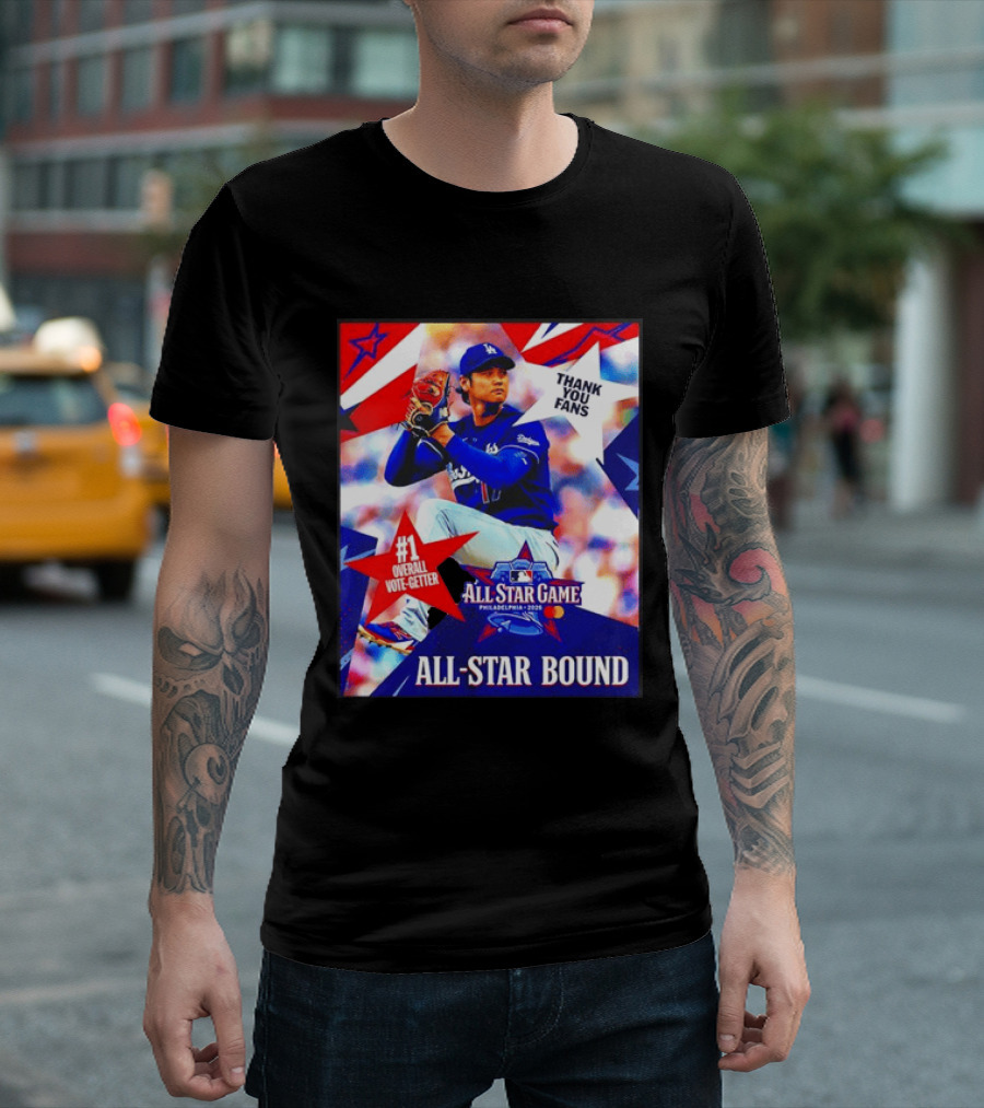 All Star Game Philadelphia 2026 Shohei Ohtani Los Angeles Dodgers All Star Bound Thank You Fans #1 Overall Vote Getter T-Shirt