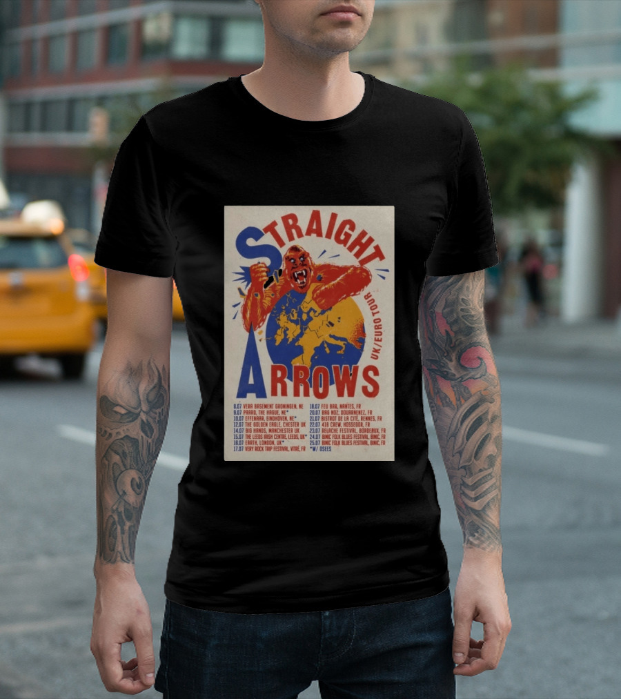 Straight Arrows Euro Uk Tour Live Dates 2026 T-Shirt