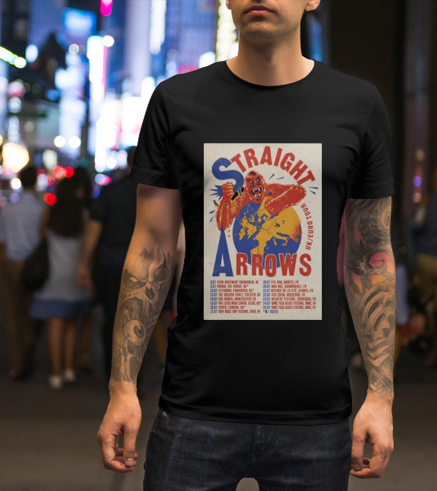 Straight Arrows Euro Uk Tour Live Dates 2026 T-Shirt