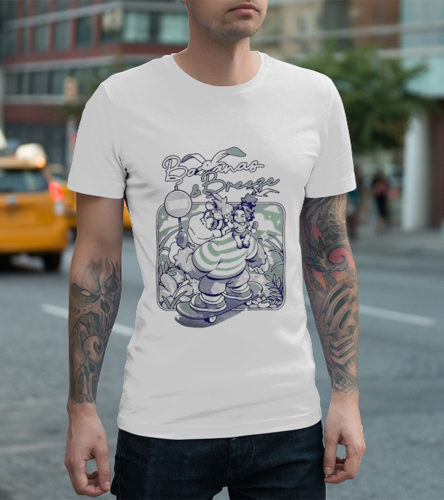 Bananas And Breeze Vintage Style Monkey Surfing Theme Ilustrata T-Shirt