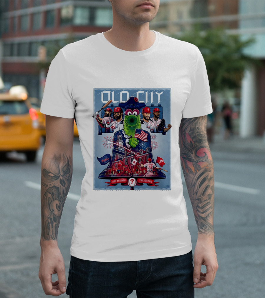 Bryce Harper Kyle Schwarber Philadelphia Phillies The Phanatic I Love My Country Old City MLB All Star Game 2026 T-Shirt