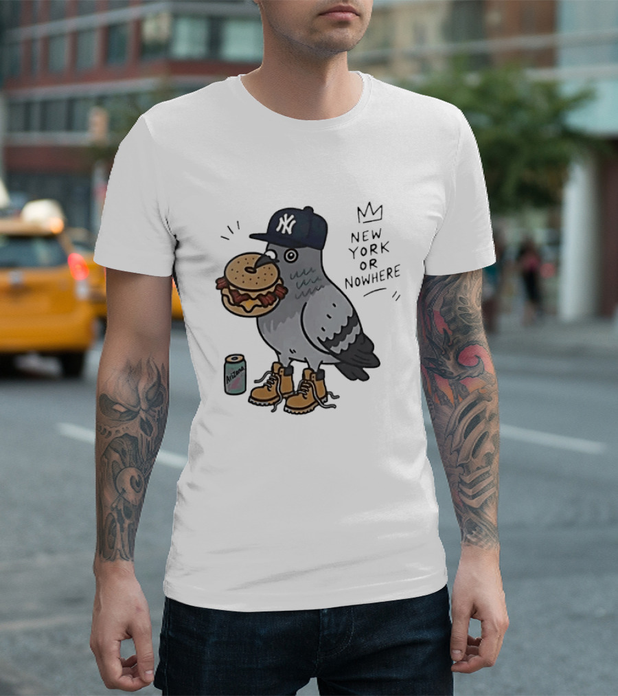 New York Or Nowhere Pigeon Bagel Timberlands Arizona Iced Tea T-Shirt