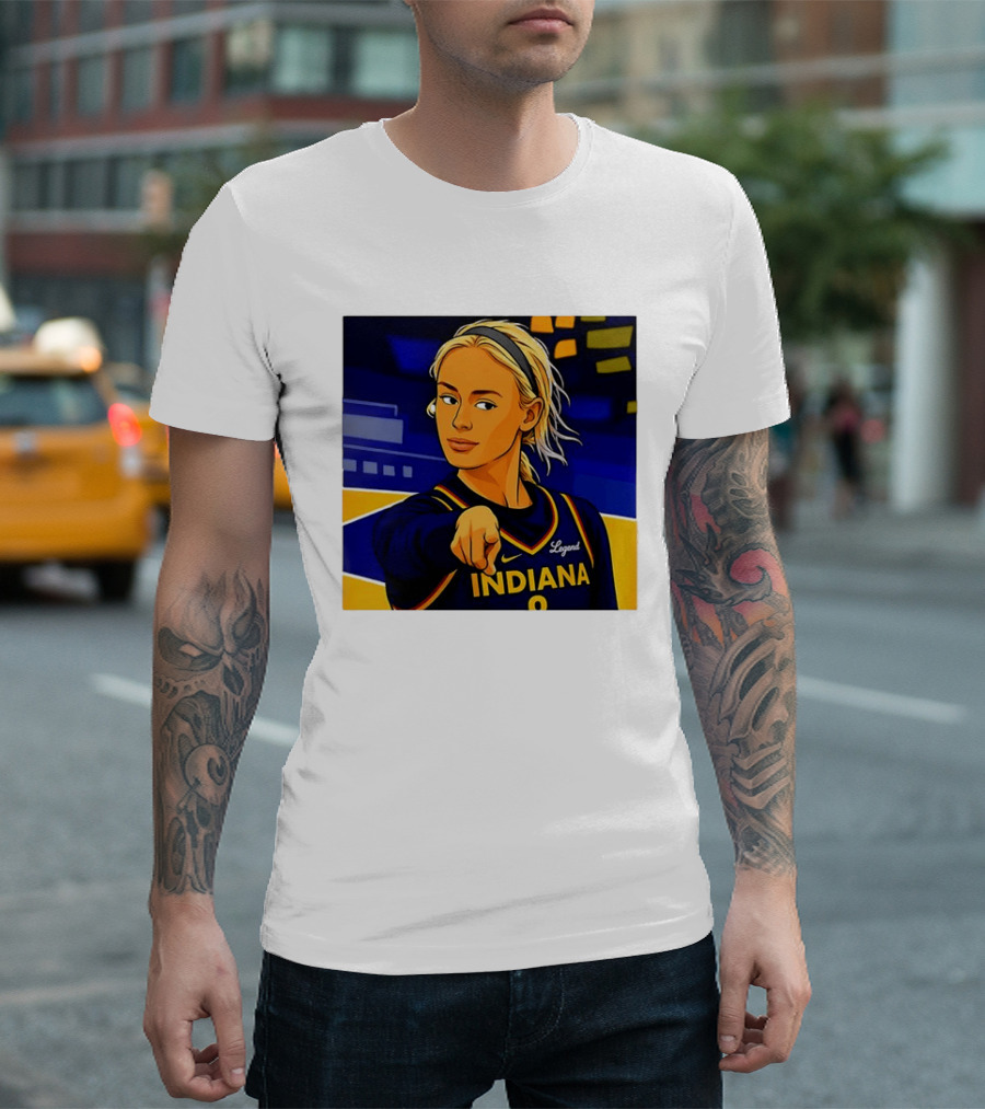 Indiana Basketball Legend Blonde Pointing Cartoon T-Shirt