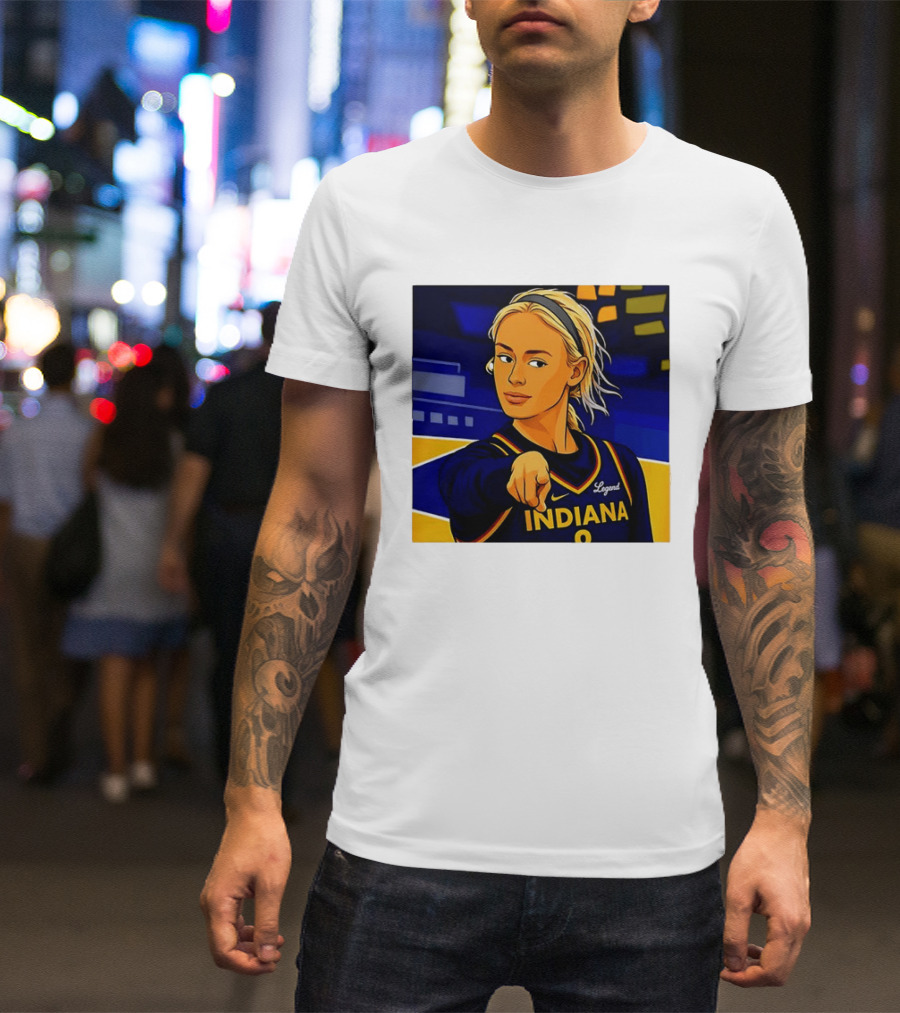 Indiana Basketball Legend Blonde Pointing Cartoon T-Shirt