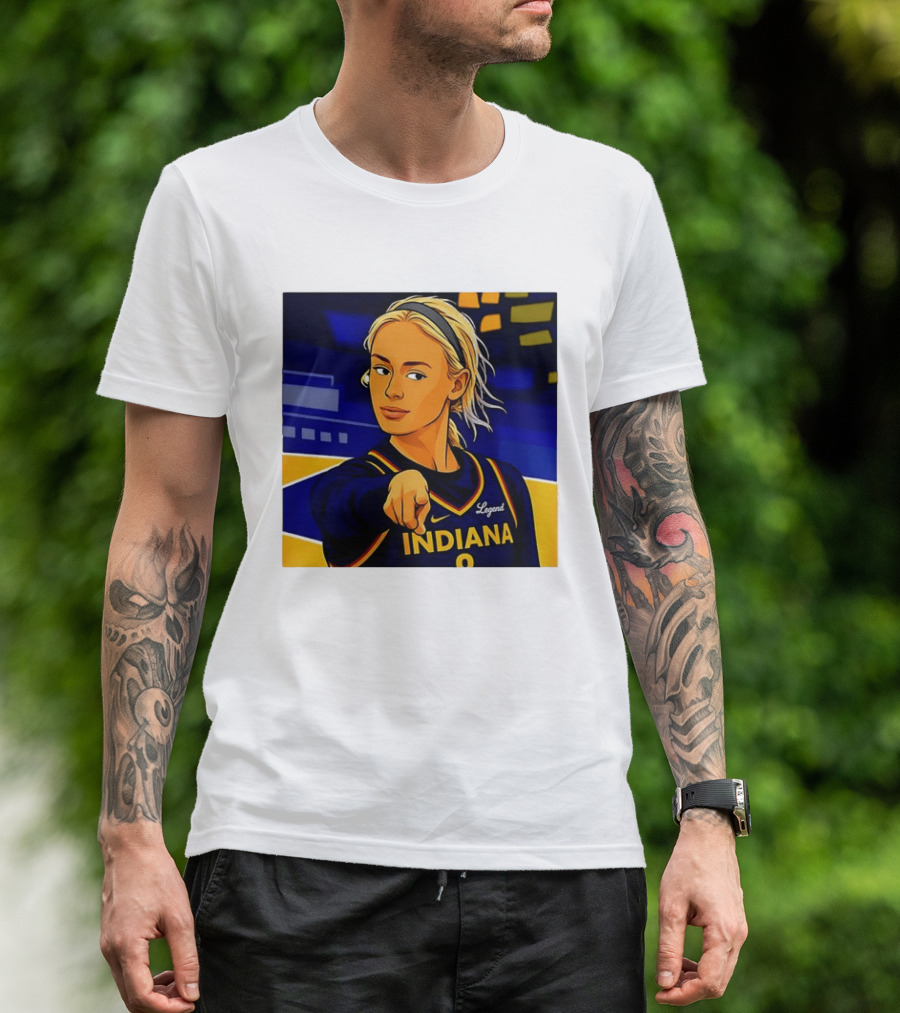 Indiana Basketball Legend Blonde Pointing Cartoon T-Shirt