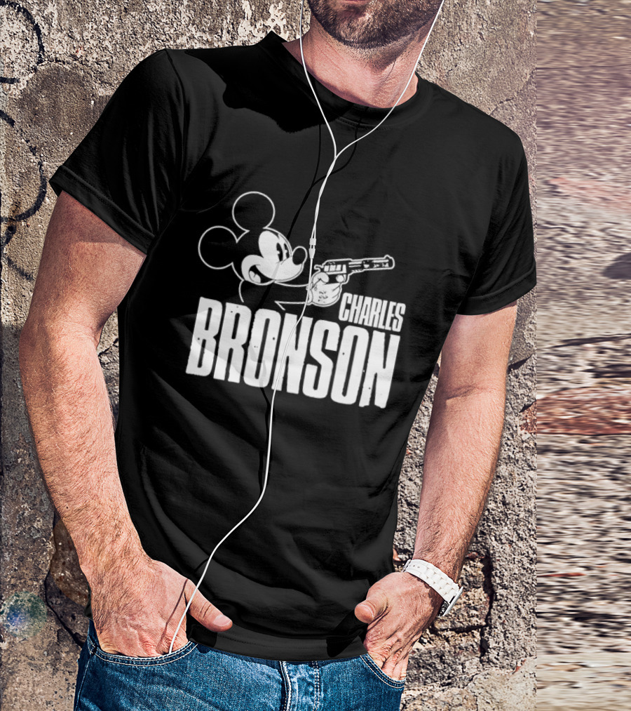 Charles Bronson Mickey Mouse Holding Gun T-Shirt