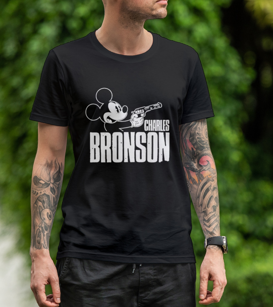 Charles Bronson Mickey Mouse Holding Gun T-Shirt