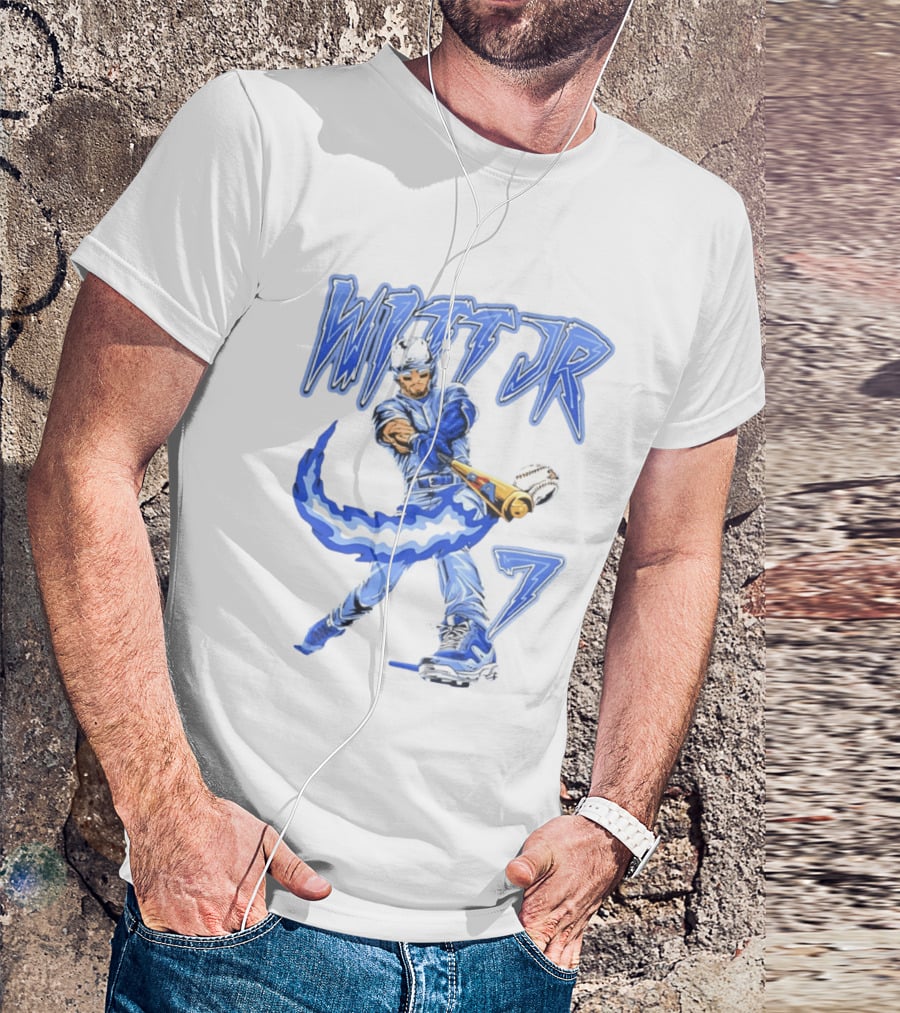 Witt Jr 7 Flaming Bat Baseball Player T-Shirt
