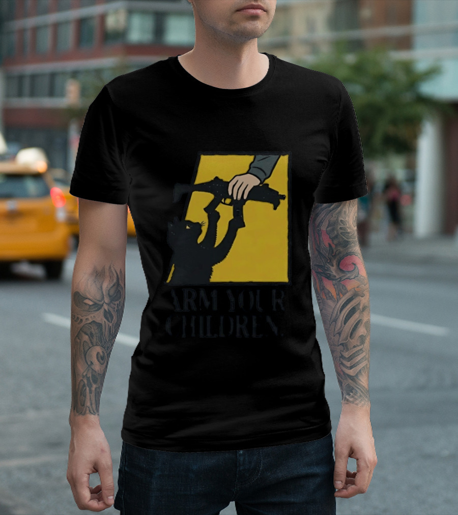Arm Your Children Black Cat Gun T-Shirt