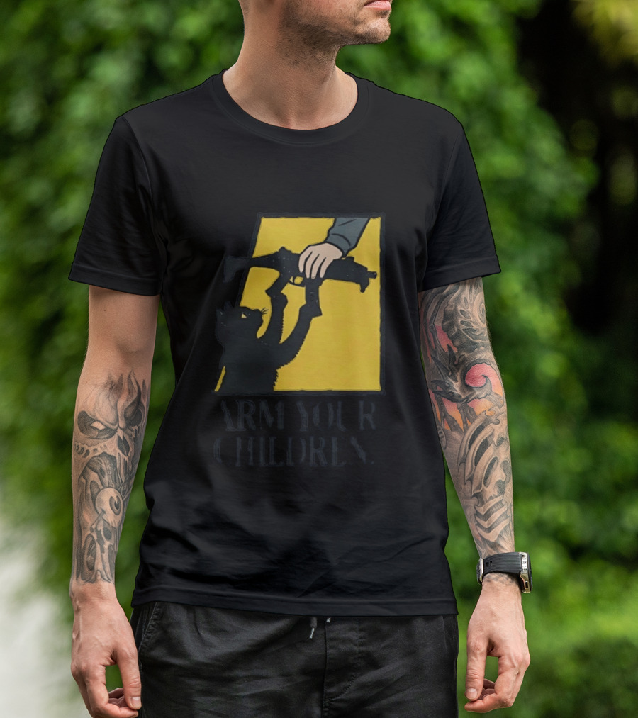 Arm Your Children Black Cat Gun T-Shirt