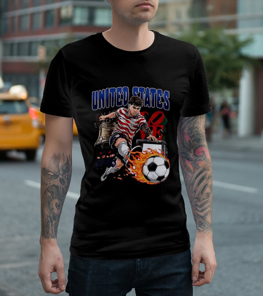 Christian Pulisic United States Soccer Fireball Liberty Bell Established 1776 T-Shirt
