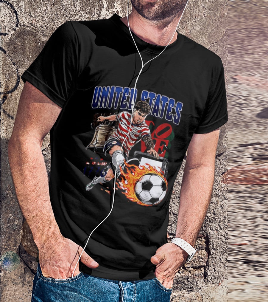 Christian Pulisic United States Soccer Fireball Liberty Bell Established 1776 T-Shirt