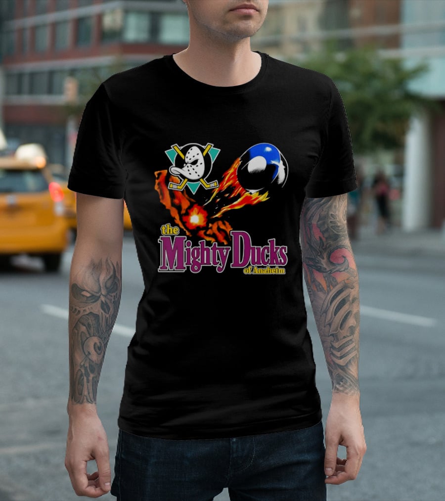 Mighty Ducks The Mighty Ducks Of Anaheim Exploding Puck Logo Hockey Team T-Shirt
