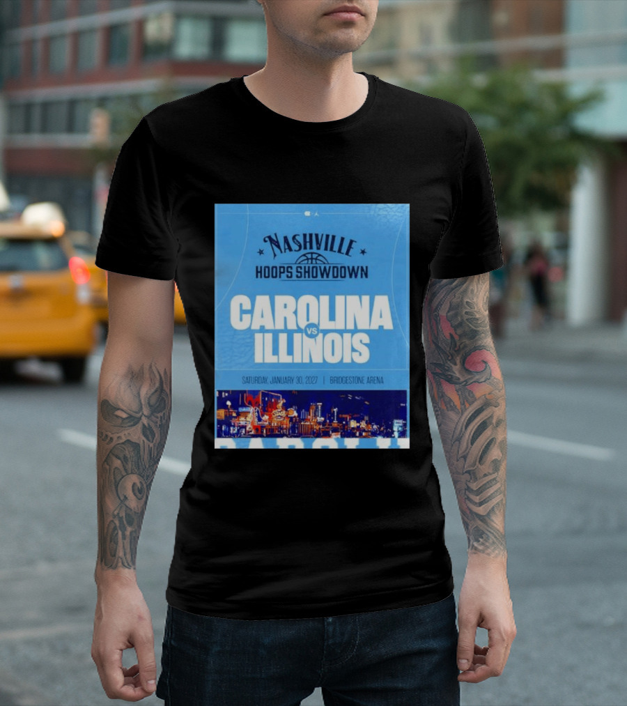 Nashville Hoops Showdown Carolina Vs Illinois Saturday January 30 2027 Bridgestone Arena T-Shirt
