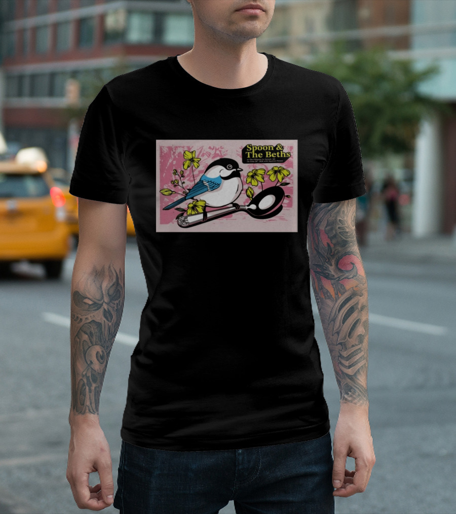 Spoon And The Beths June 26 2026 Detroit MI With Bird On Spoon And Yellow Flowers T-Shirt