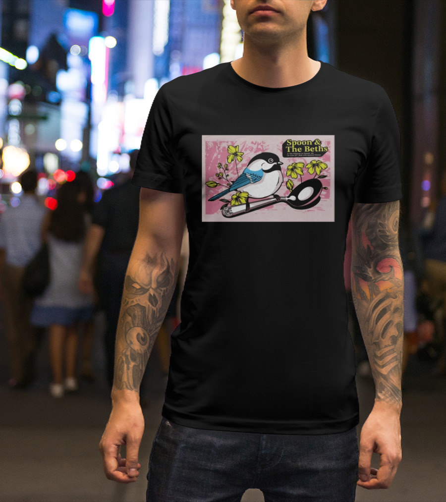 Spoon And The Beths June 26 2026 Detroit MI With Bird On Spoon And Yellow Flowers T-Shirt