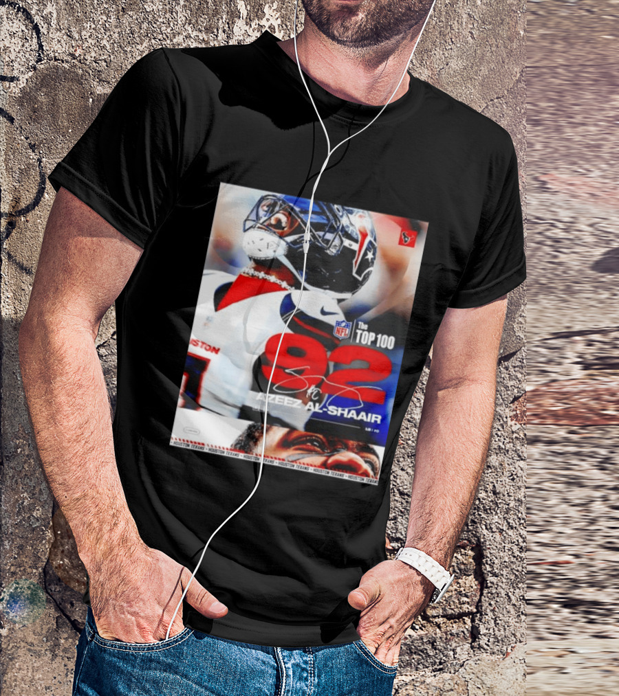 Houston Texans Azeez Al Shaair 92 NFL Top 100 Linebacker T-Shirt