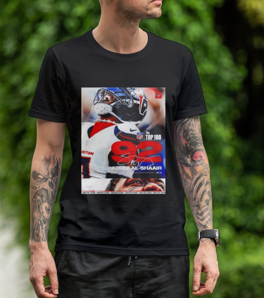 Houston Texans Azeez Al Shaair 92 NFL Top 100 Linebacker T-Shirt