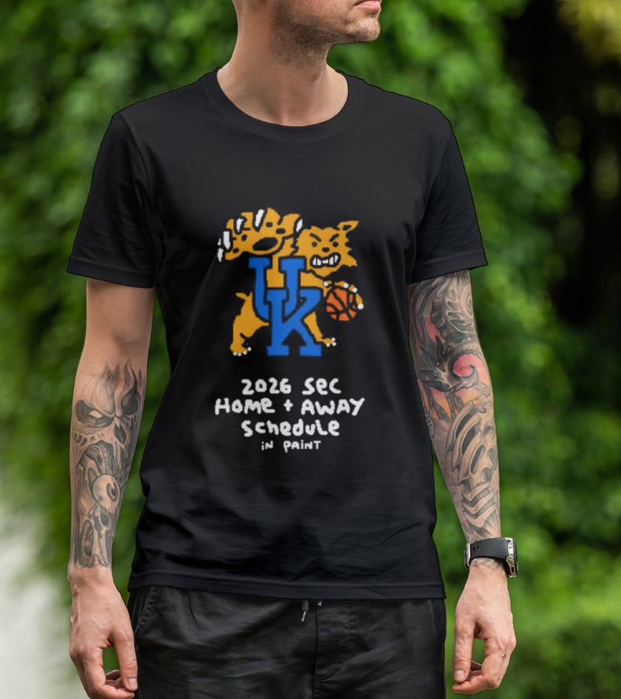 University Of Kentucky 2026 SEC Home Away Schedule Wildcat Paint T-Shirt