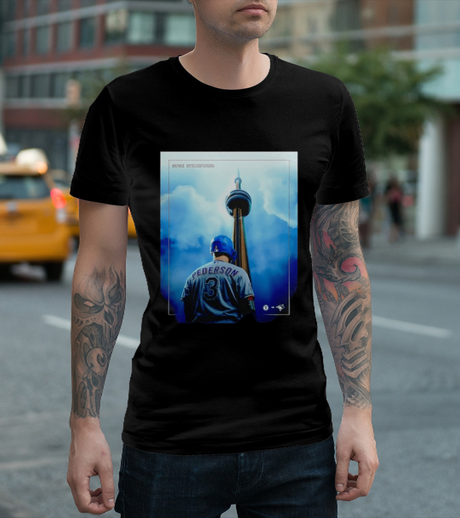 Pederson Toronto Blue Jays Vs Texas Rangers Game 1 CN Tower 81/162 T-Shirt