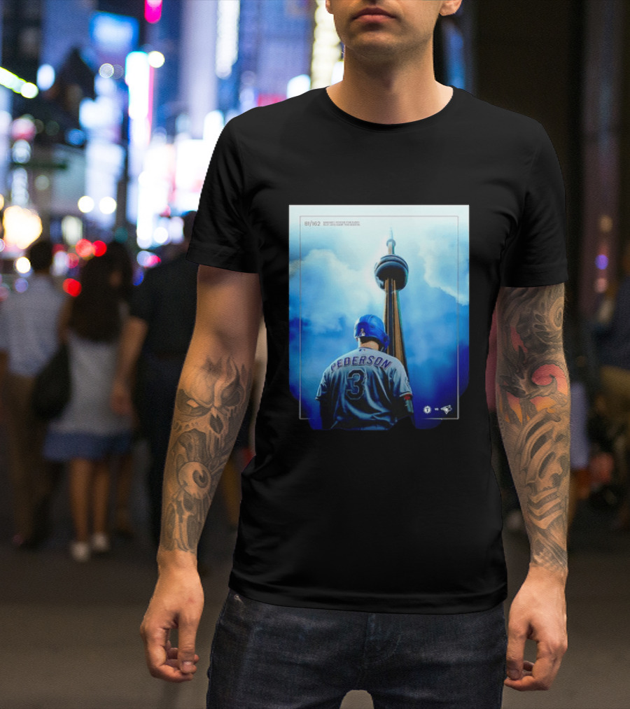 Pederson Toronto Blue Jays Vs Texas Rangers Game 1 CN Tower 81/162 T-Shirt