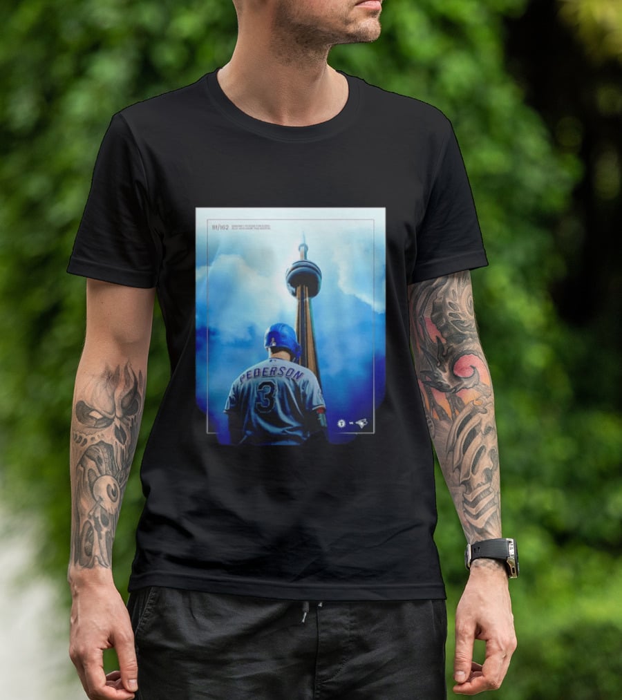 Pederson Toronto Blue Jays Vs Texas Rangers Game 1 CN Tower 81/162 T-Shirt