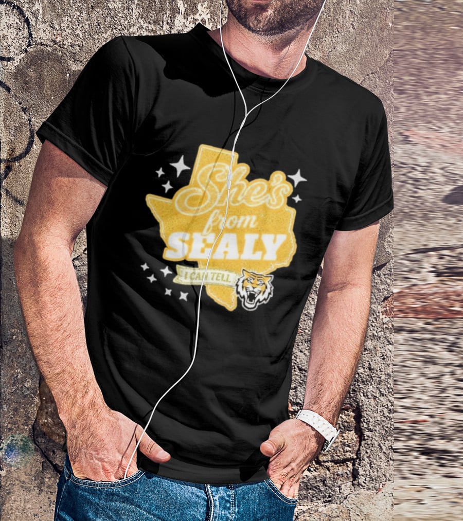 She's From Sealy Texas I Can Tell With Tiger Emblem And Stars T-Shirt