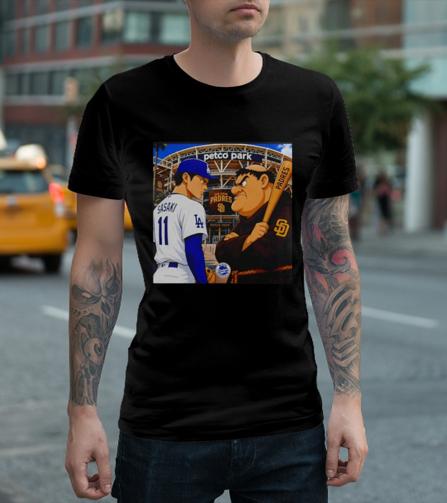 Petco Park Los Angeles Dodgers Sasaki San Diego Padres Anime Style Showdown T-Shirt