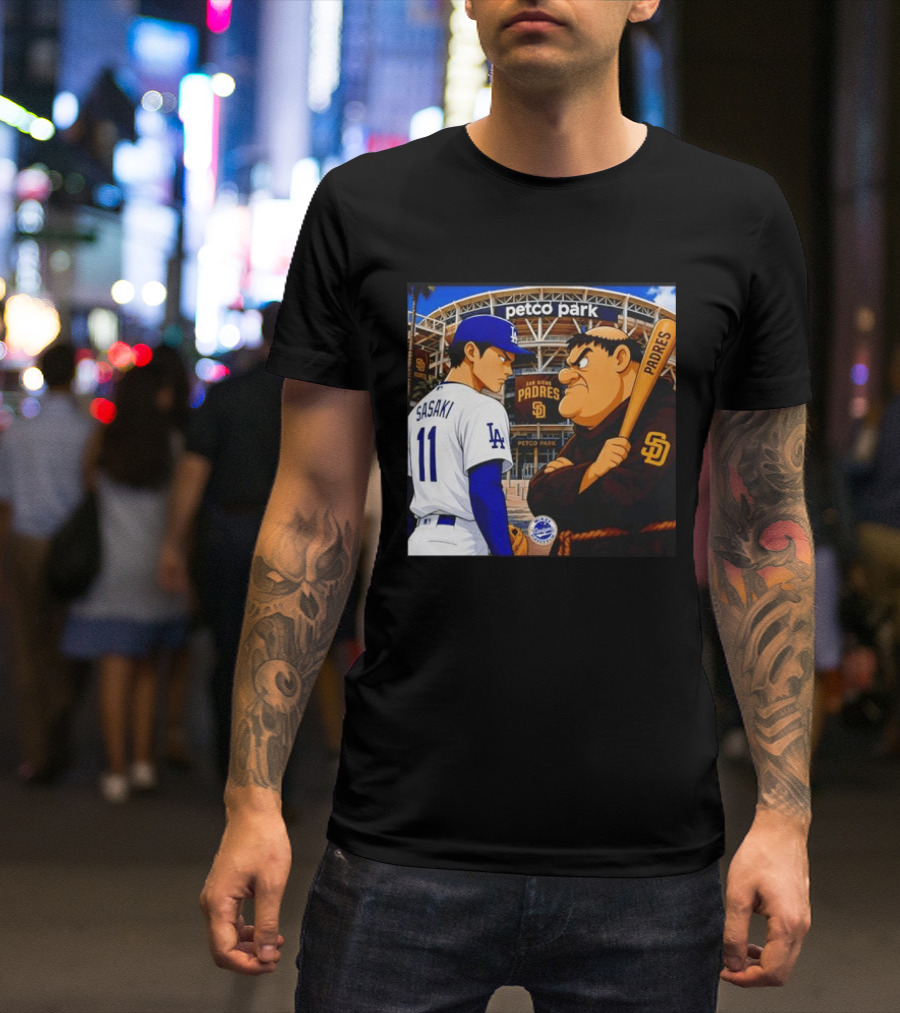 Petco Park Los Angeles Dodgers Sasaki San Diego Padres Anime Style Showdown T-Shirt