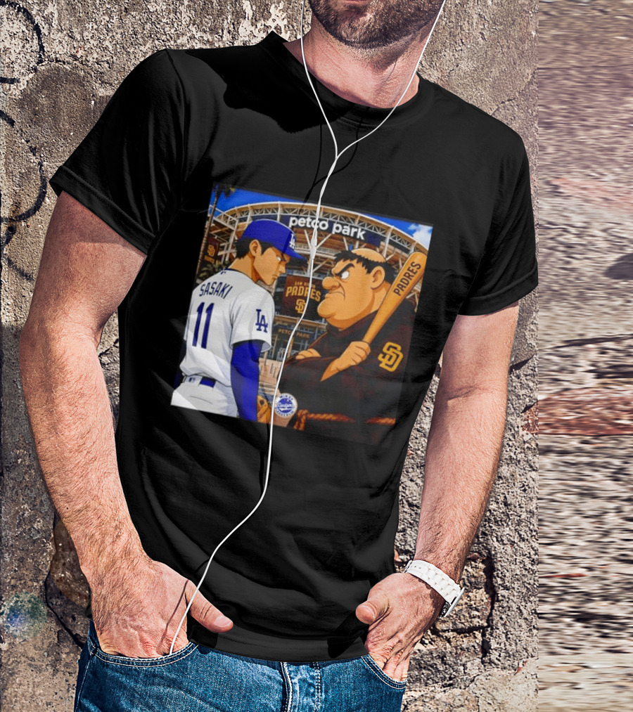Petco Park Los Angeles Dodgers Sasaki San Diego Padres Anime Style Showdown T-Shirt