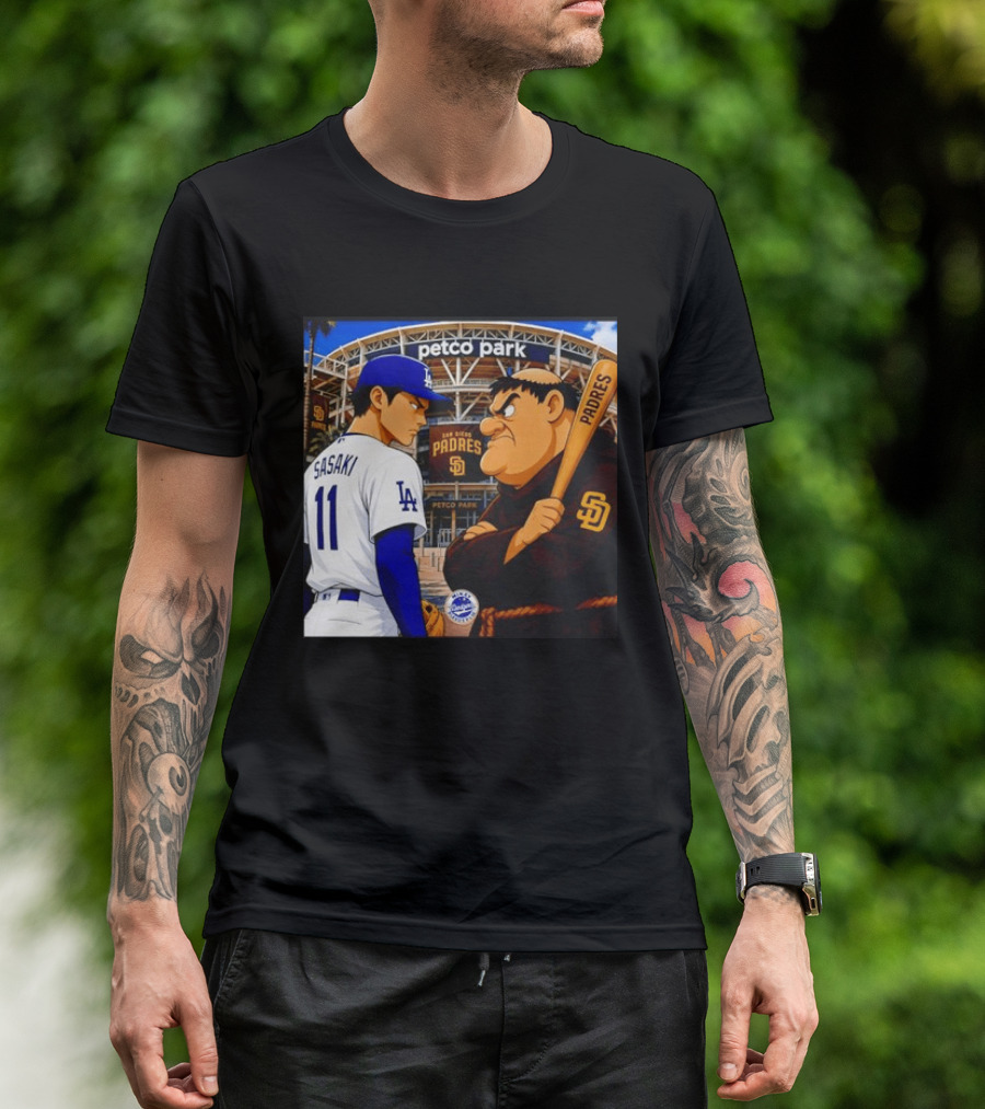 Petco Park Los Angeles Dodgers Sasaki San Diego Padres Anime Style Showdown T-Shirt