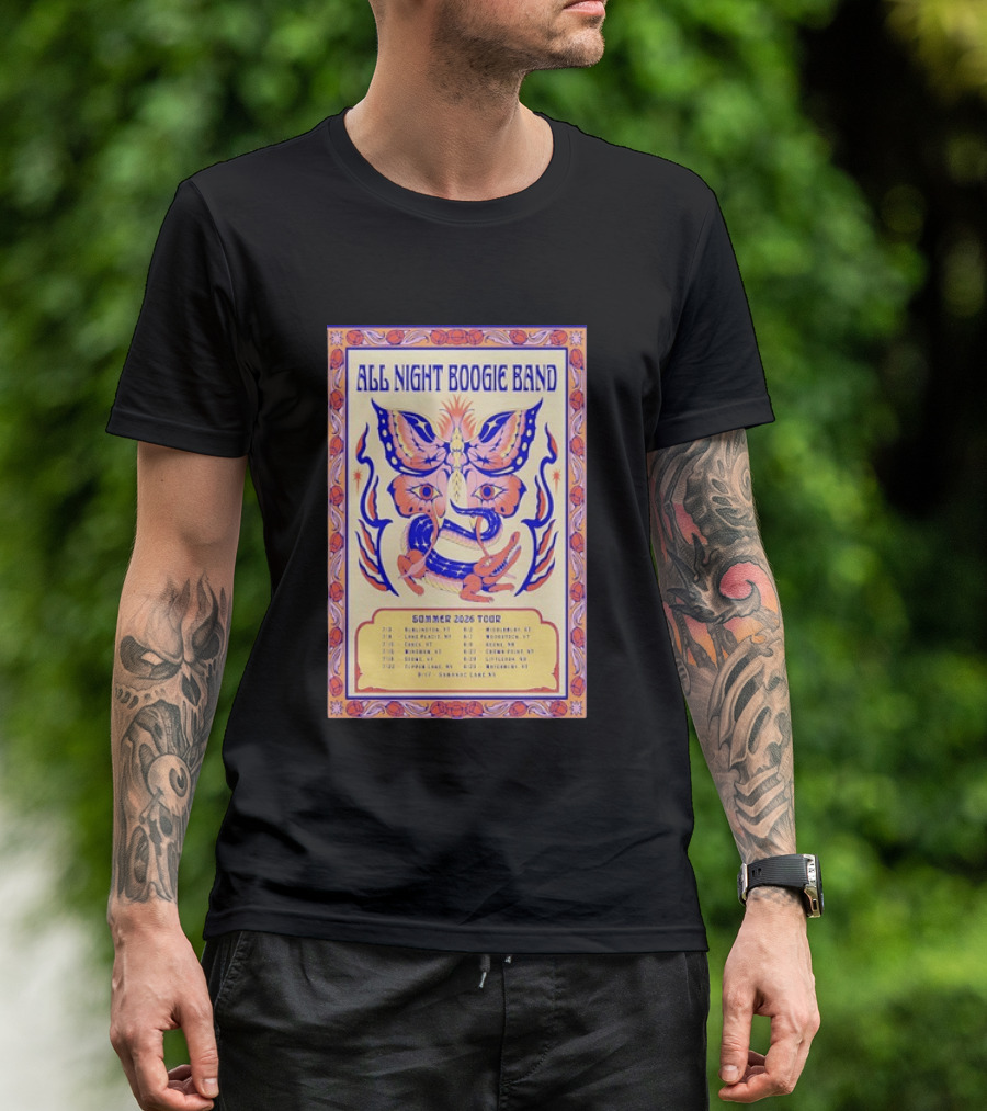 All Night Boogie Band 2026 Summer Tour Wilmington Washington Lake Placid Woodstock Hamden Catskill Saranac Lake T-Shirt