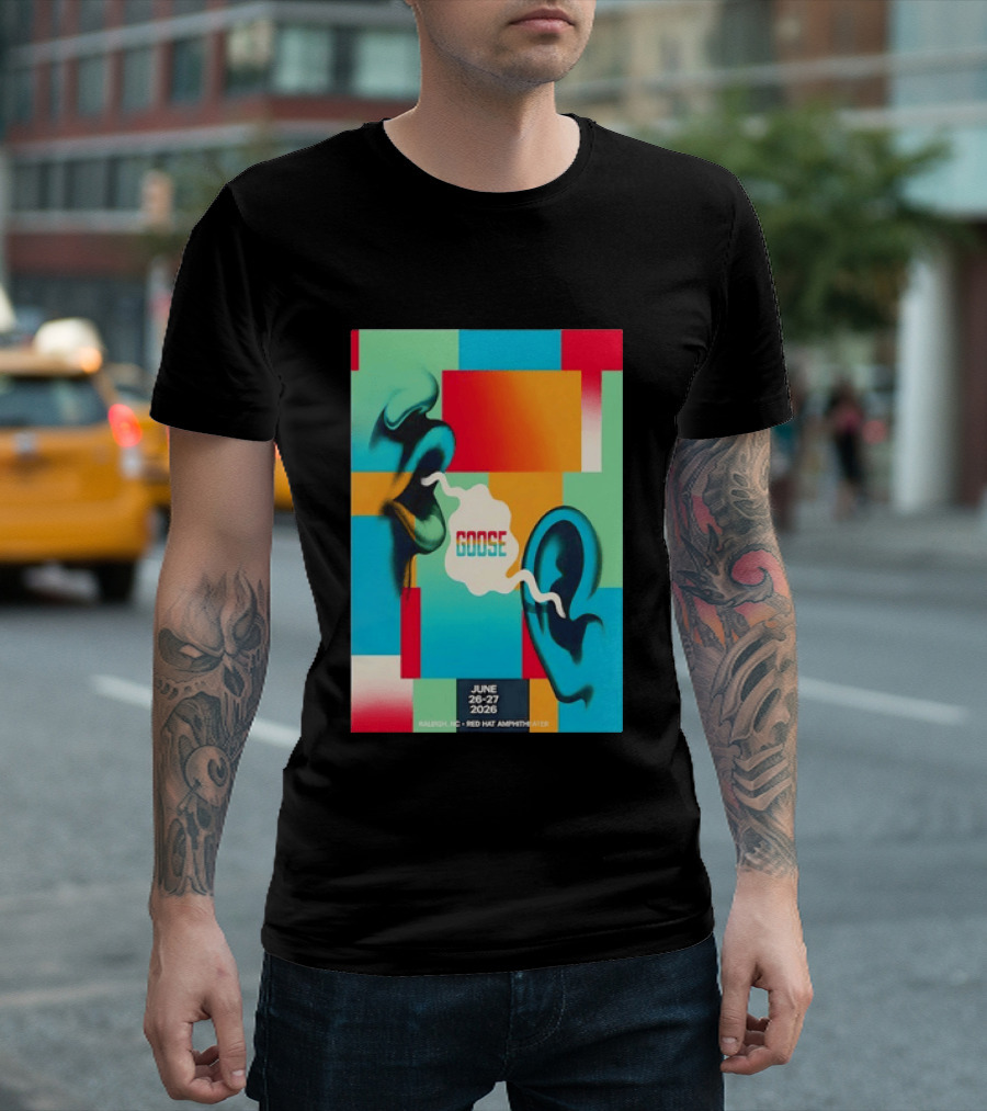 Goose Red Hat Amphitheater Raleigh NC June 26 27 2026 Vibrant Pop T-Shirt