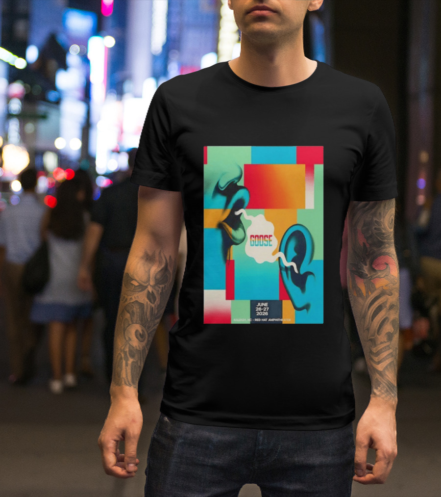 Goose Red Hat Amphitheater Raleigh NC June 26 27 2026 Vibrant Pop T-Shirt