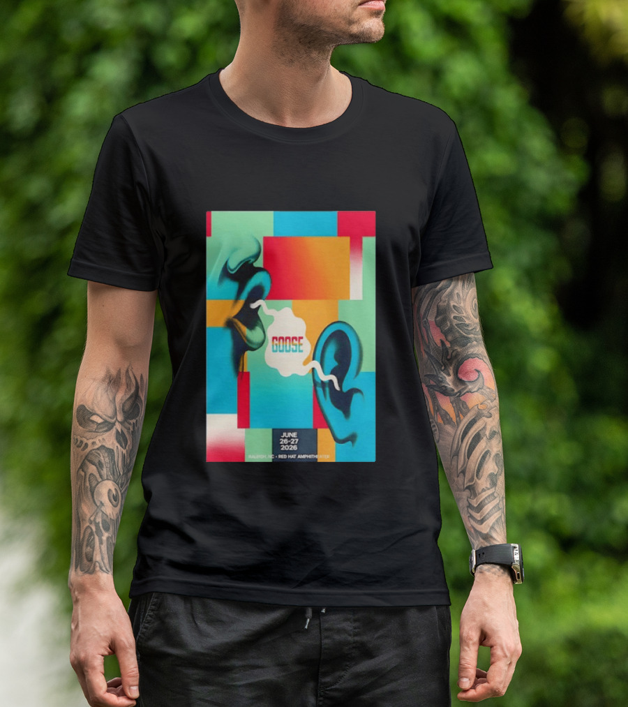 Goose Red Hat Amphitheater Raleigh NC June 26 27 2026 Vibrant Pop T-Shirt