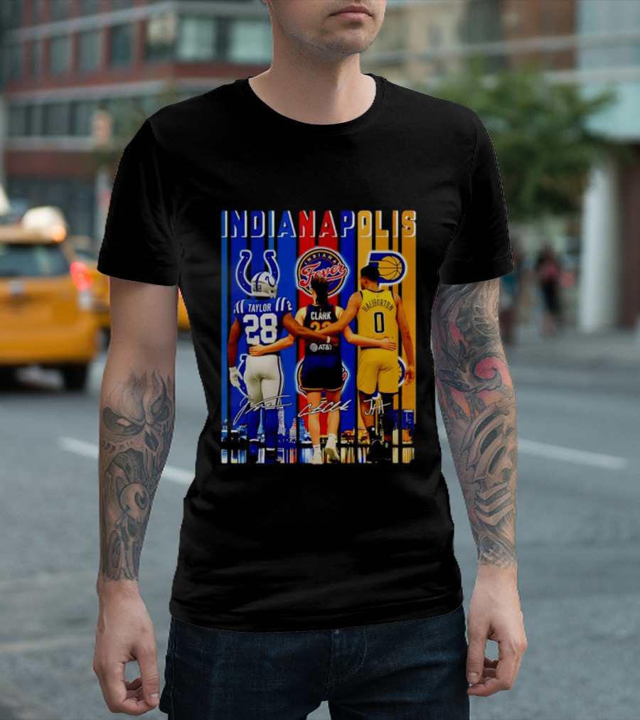 Indianapolis Colts Fever Pacers Jonathan Taylor Caitlin Clark Tyrese Haliburton T-Shirt