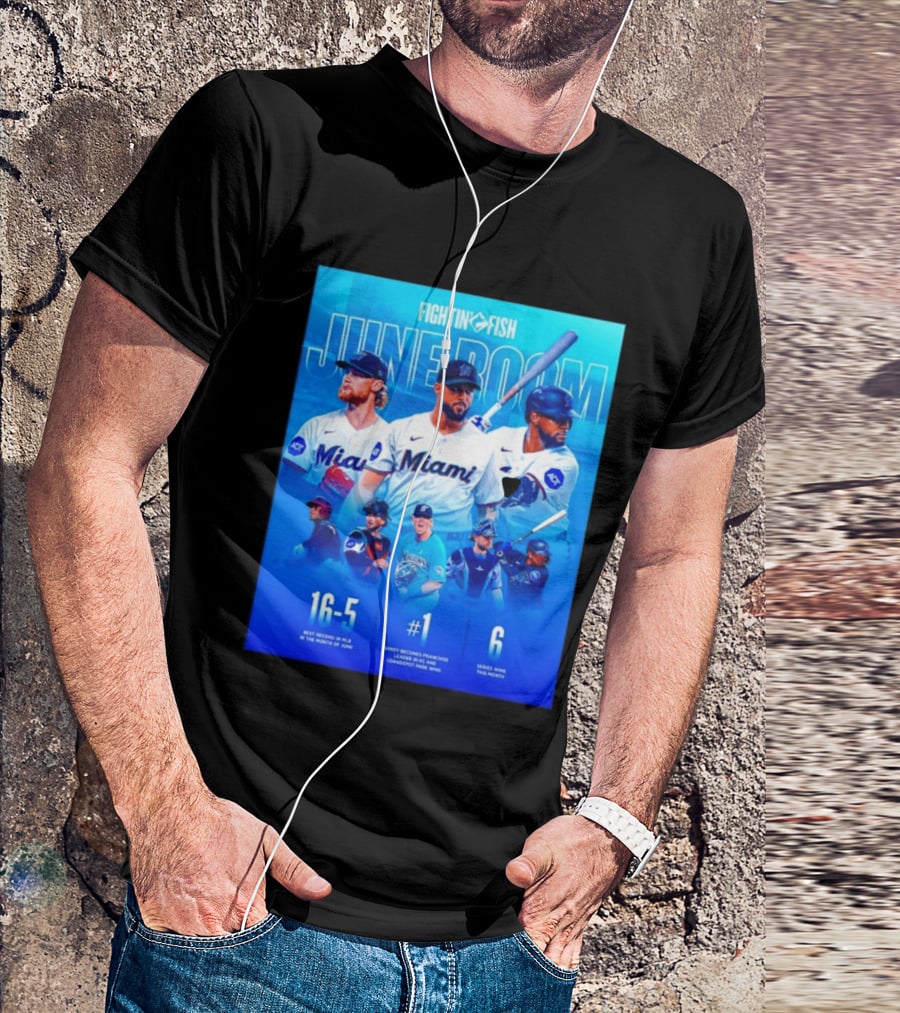 Fighting Fish Miami June Boom Sandy Alcantara Franchise Record T-Shirt