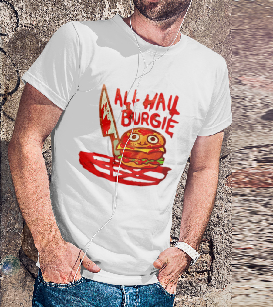 All Hail Burgie Creepy Cute Hamburger Knife Blood Image T-Shirt