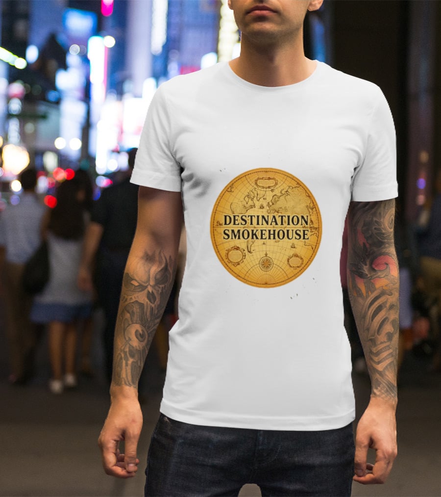 Destination Smokehouse No Teeth For This Meat Vintage Map T-Shirt