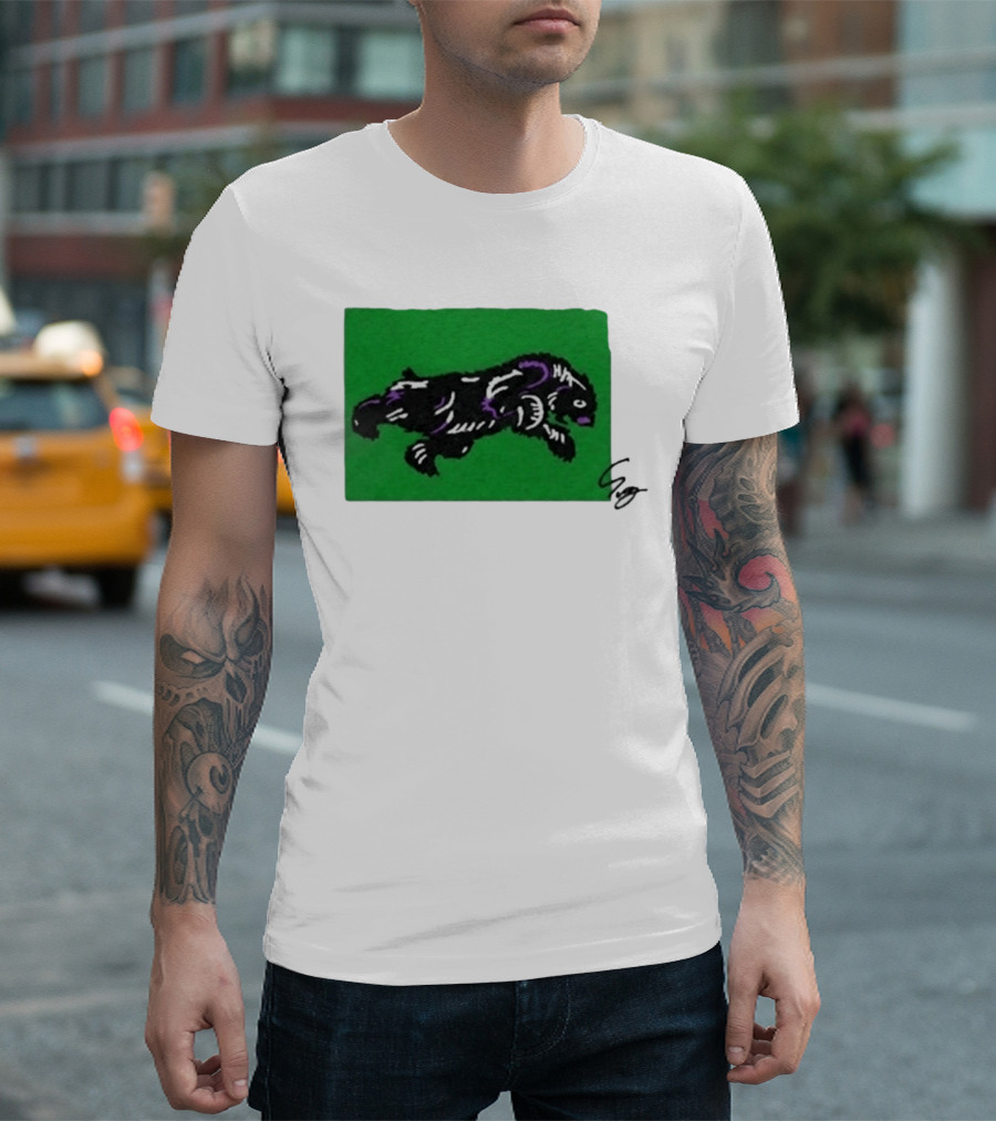 Mako Komuro 2026 Black And Purple Bear On Green T-Shirt