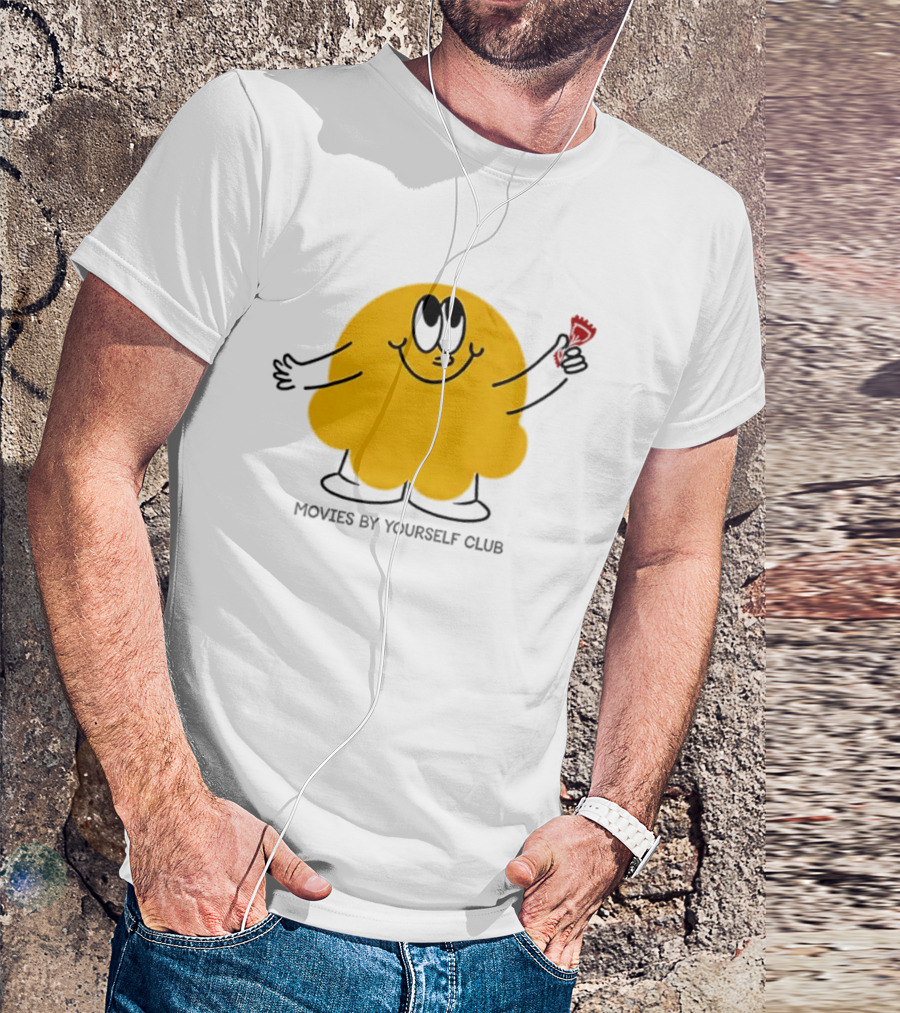 Movies By Yourself Club Yellow Blob Holding A Red Candy T-Shirt