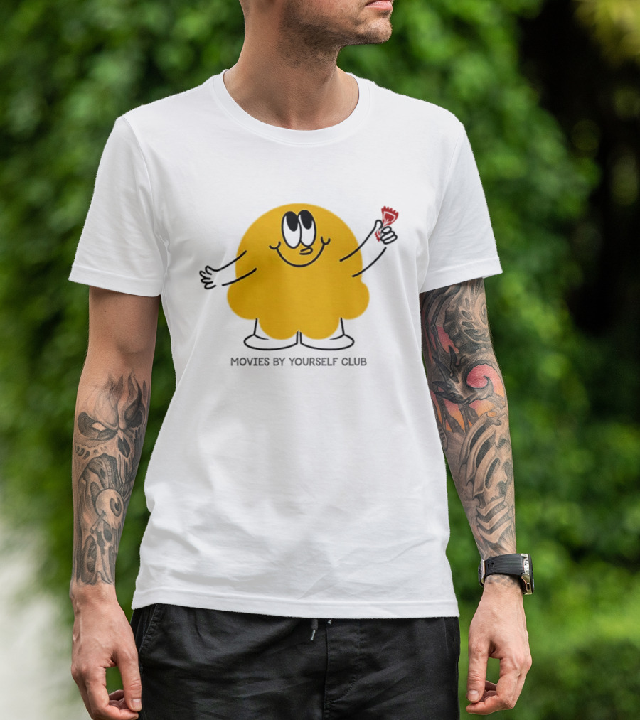 Movies By Yourself Club Yellow Blob Holding A Red Candy T-Shirt