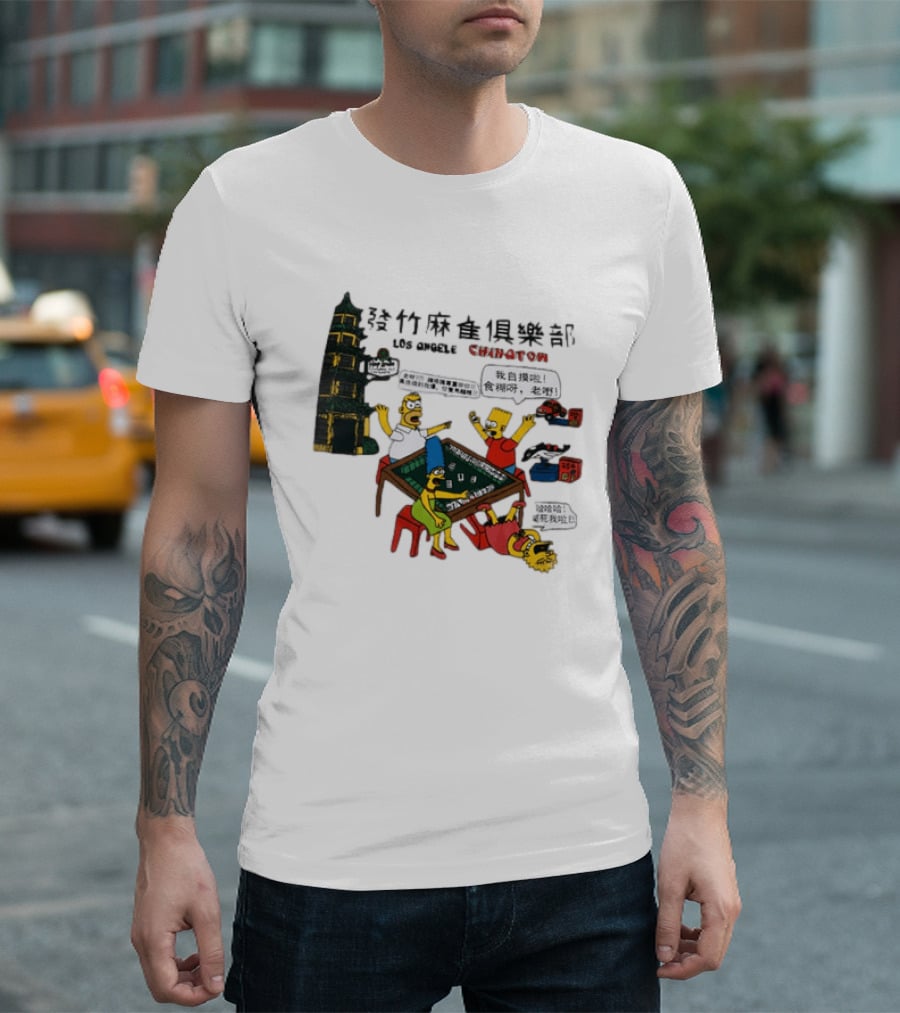 Simpsons Mahjong Club Los Angeles Chinatown T-Shirt