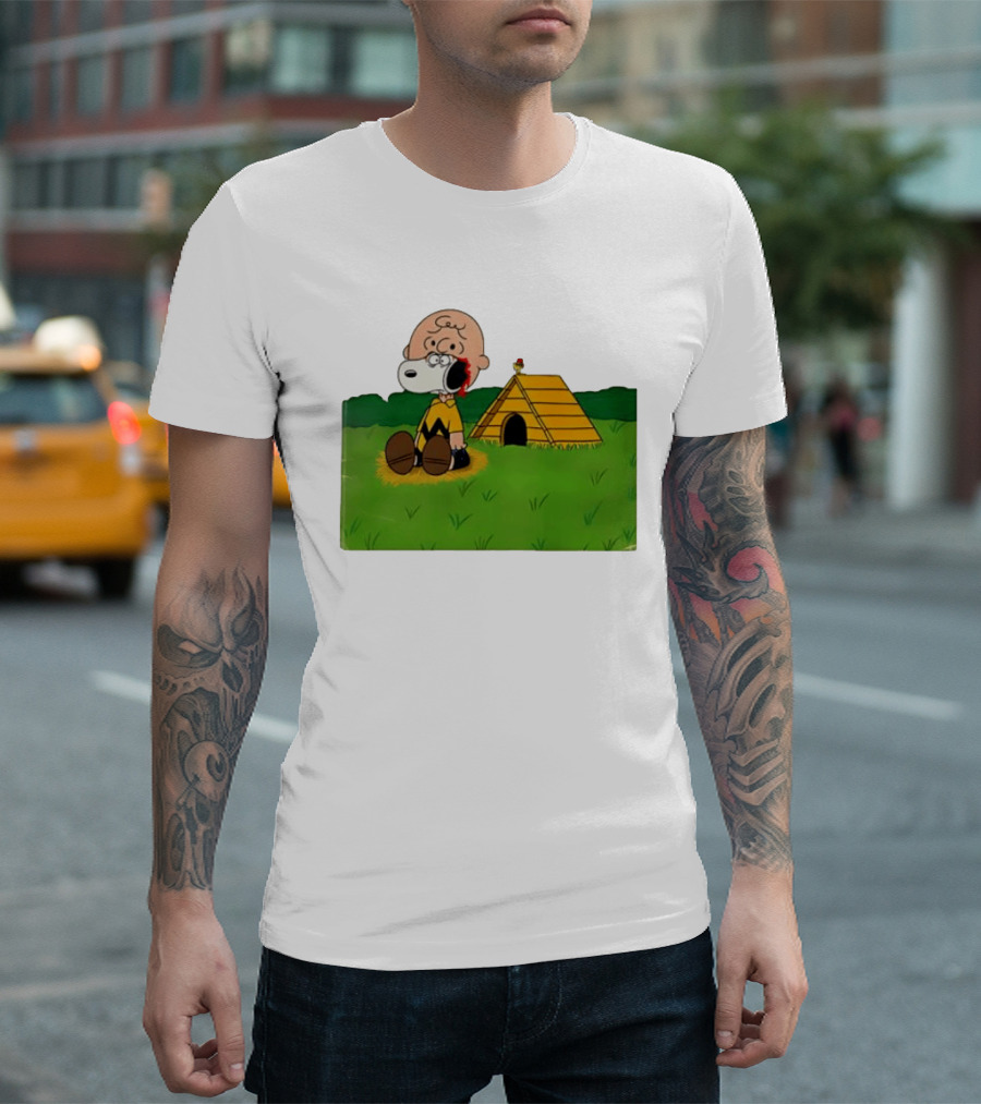 Snoopy Charlie Brown Midsommar Crossover Scene With Doghouse And Woodstock T-Shirt