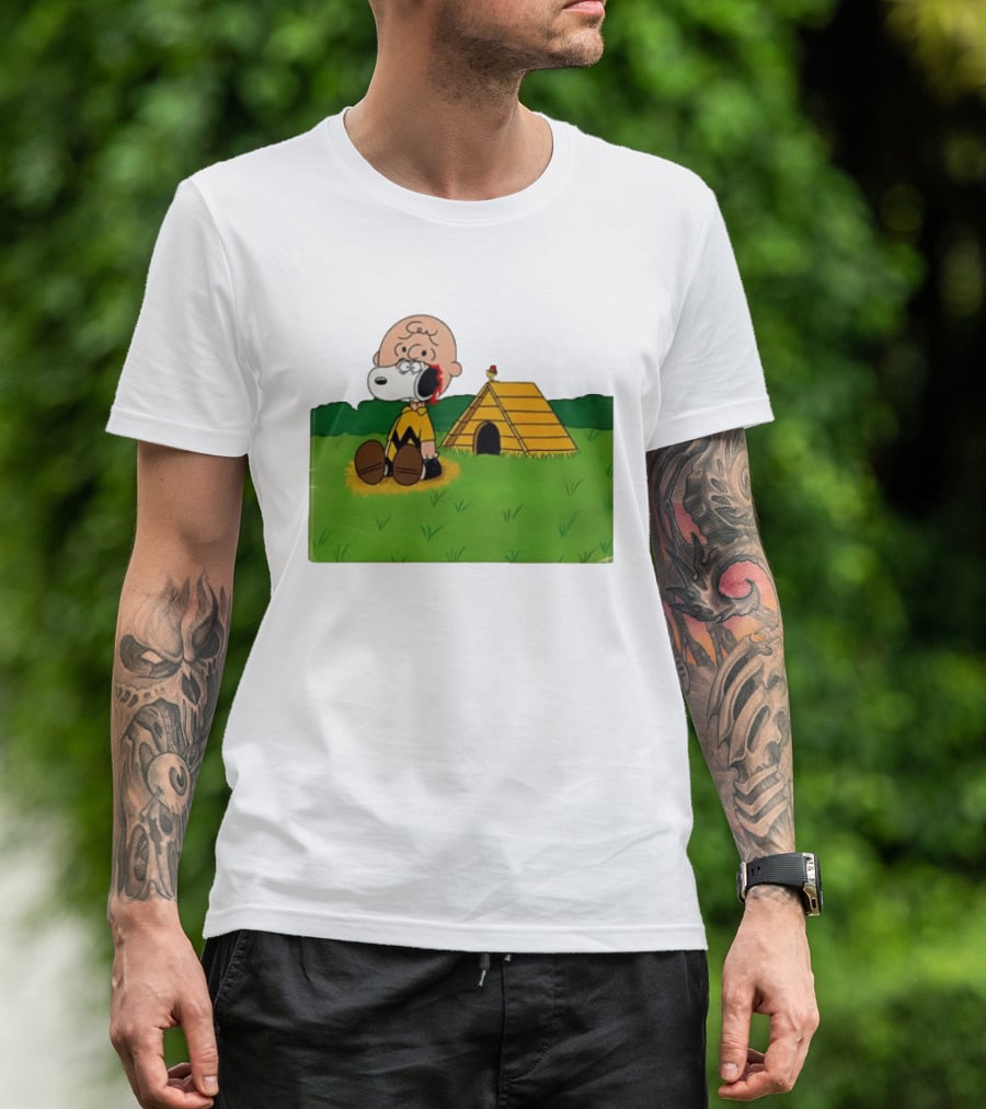 Snoopy Charlie Brown Midsommar Crossover Scene With Doghouse And Woodstock T-Shirt