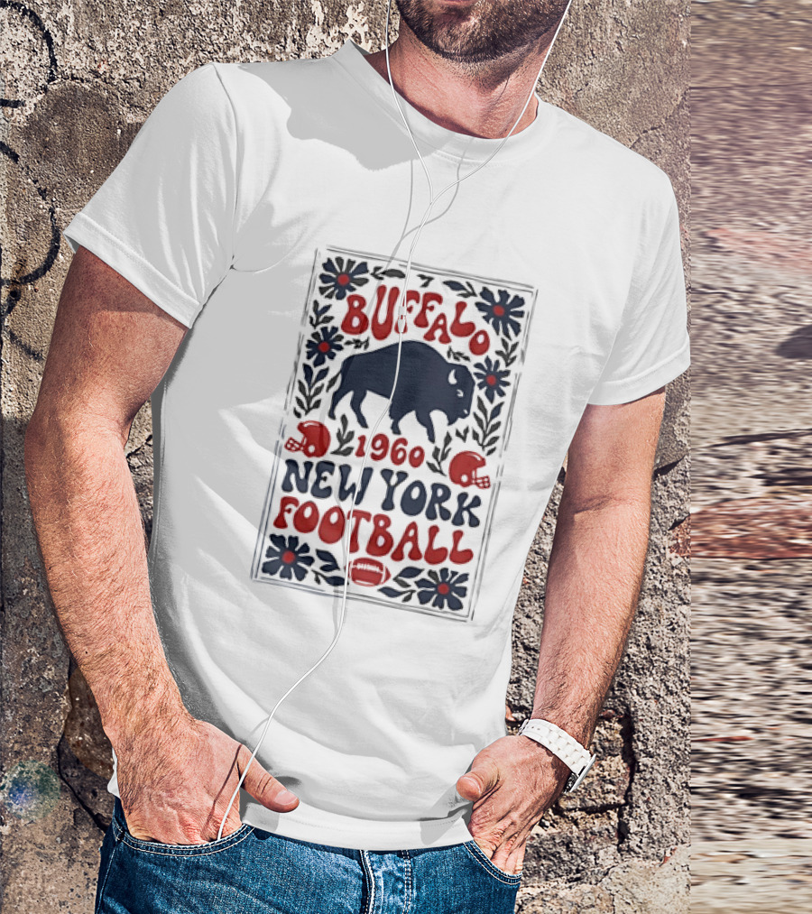 Buffalo Bills 1960 New York Football Vintage Style With Helmet And Buffalo T-Shirt