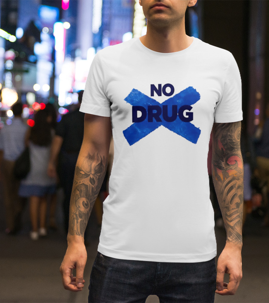 Maradona No Drug Blue Cross Message T-Shirt