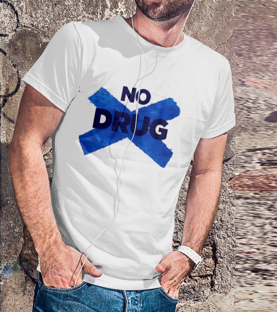 Maradona No Drug Blue Cross Message T-Shirt