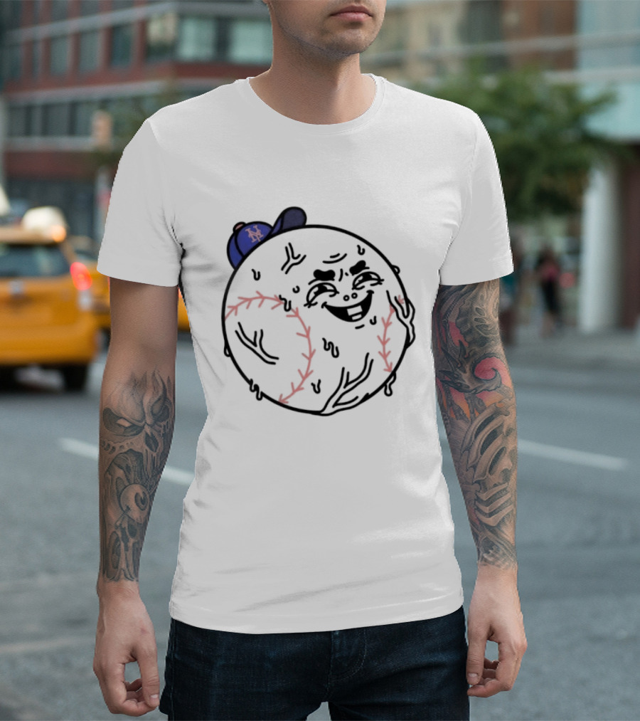 Mr Met New York Mets Baseball Sweat Drip Face MLB T-Shirt