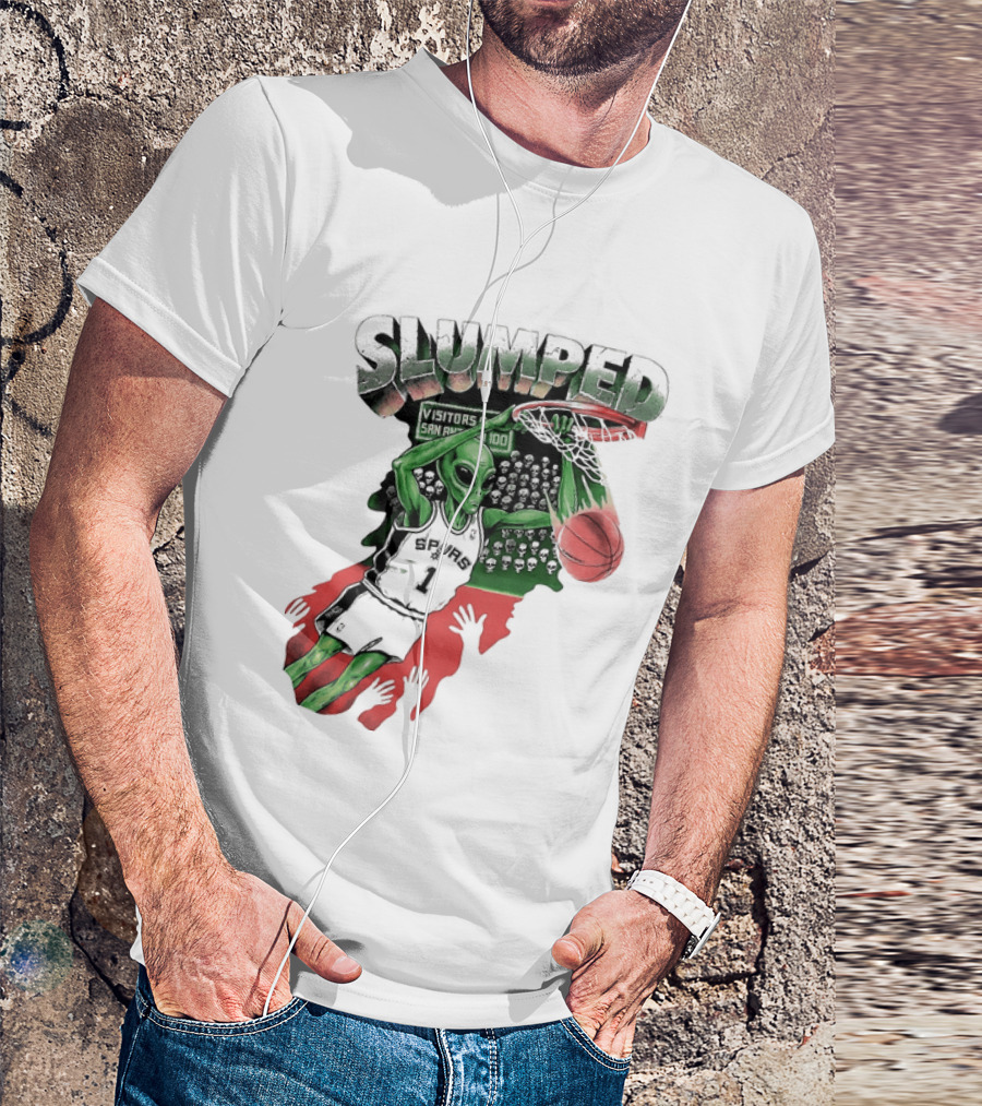 San Antonio Spurs NBA Alien Victor Wembanyama Slumped Basketball Visitors T-Shirt